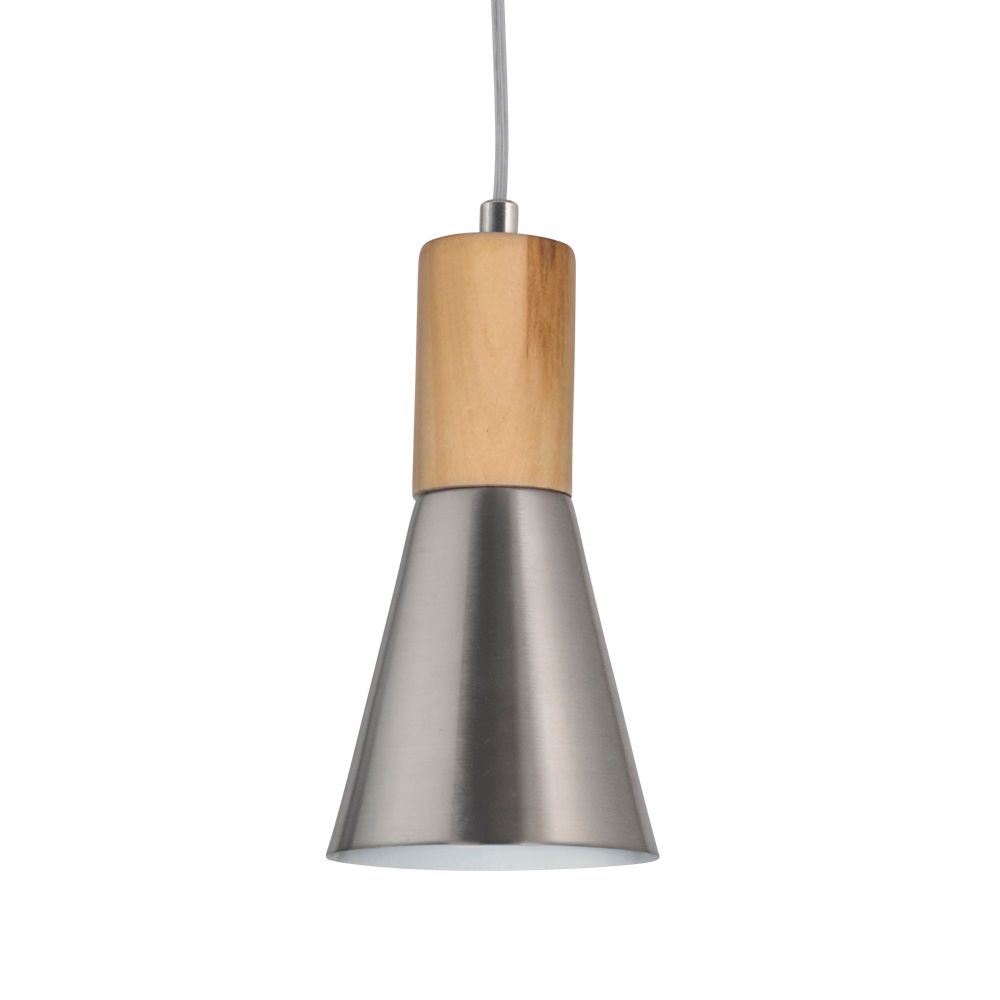 COLGANTE CONICO PLATIL+MADERA 11,3CM 1XE27